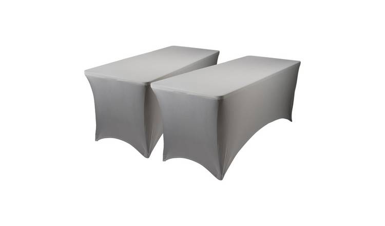 Harbour Housewares Rectangular Spandex Fitted Tablecloths - 6ft (180cm) - Grey