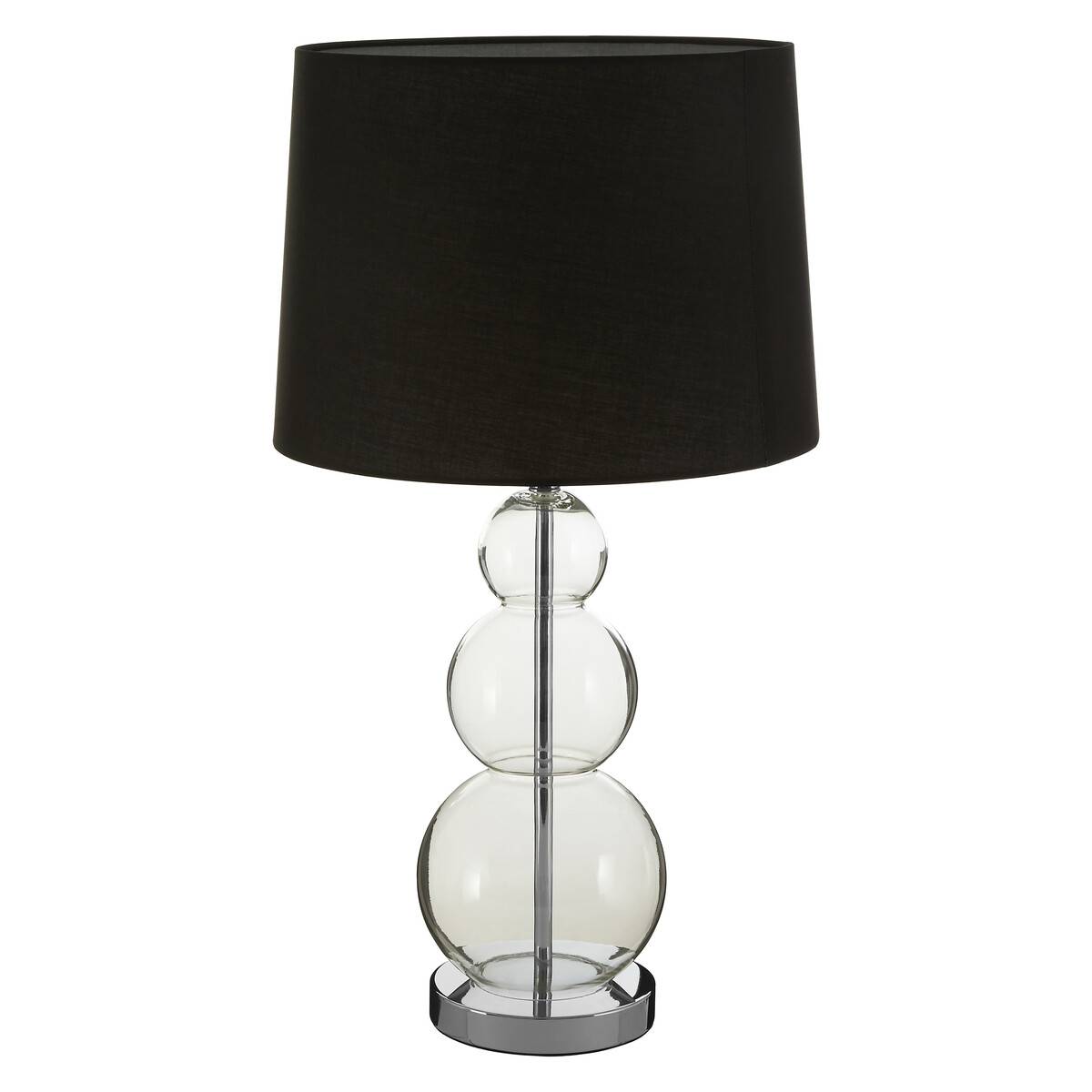 Orsina Luke Fabric Shade Table Lamp with Glass Orbs – Black and Silver - Image 1
