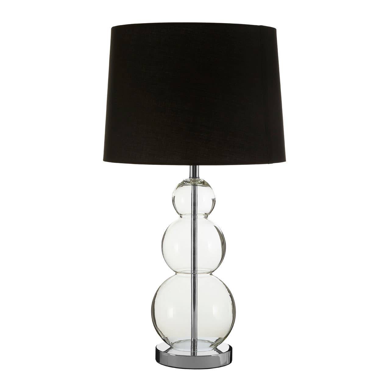 Orsina Luke Fabric Shade Table Lamp with Glass Orbs – Black and Silver - Image 5