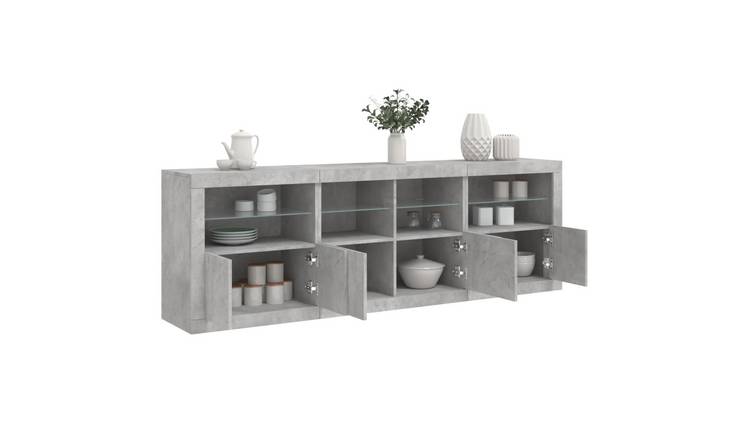 Walplus Engineered Wood LED Sideboard - Concrete Grey - 202 x 37 x 67 cm