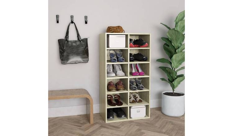 Walplus Engineered Wood Shoe Rack - Sonoma Oak - 54 x 34 x 100.5 cm