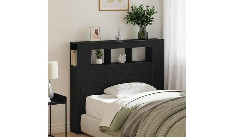 Walplus Engineered Wood LED Headboard - Black Ash - 120 x 18.5 x 103.5 cm