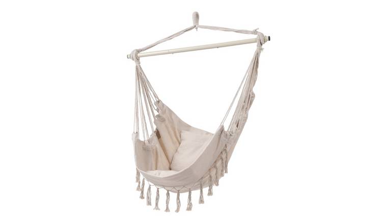 Living and Home Canvas Hanging Hammock Chair - White