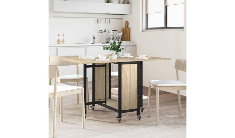 Walplus 1 Shelf Folding Rectangular Dining Table - Black - 130 x 80 x 76.5 cm