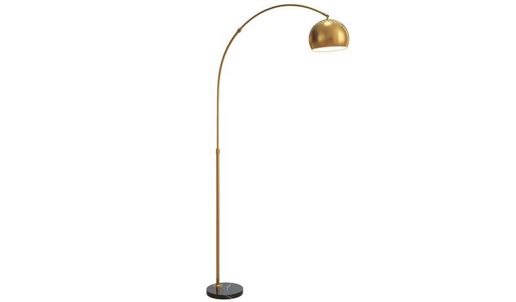 HOMCOM Arc Floor Lamp Steel Frame Marble Base - Gold