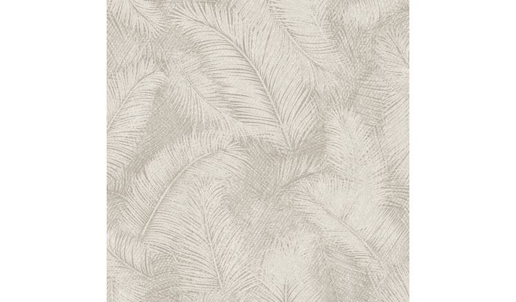 Grandeco Floating Leaf Feather Textured Wallpaper - Beige
