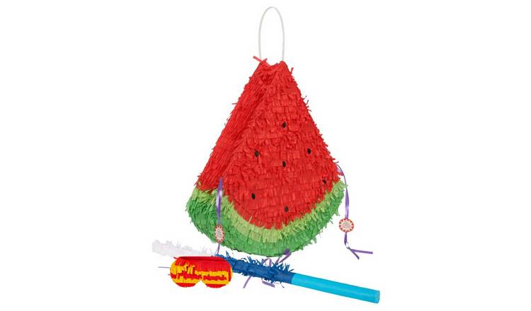 Fax Potato 3pc Watermelon Pinata Set with Stick & Blindfold - Blue Stick