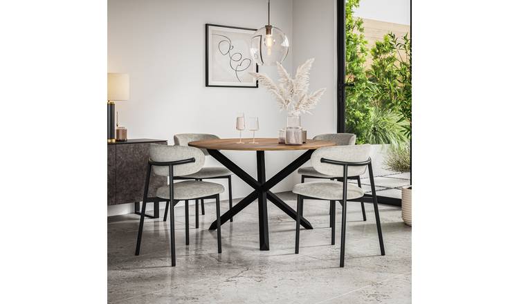 Furniture Online Malvern Oak Effect Dining Table & 6 Myla Grey Chairs