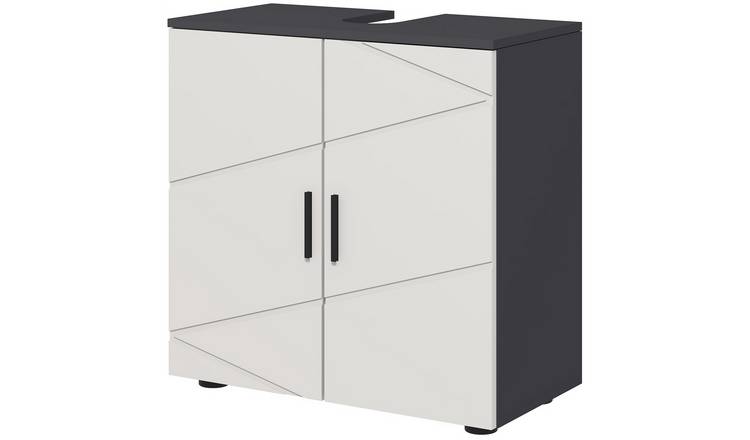 kleankin Under Sink Bathroom Cabinet with Soft Close Doors - Light Grey
