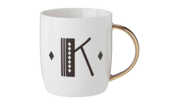 Orsina Diamond Deco K Monogram Mug – Black