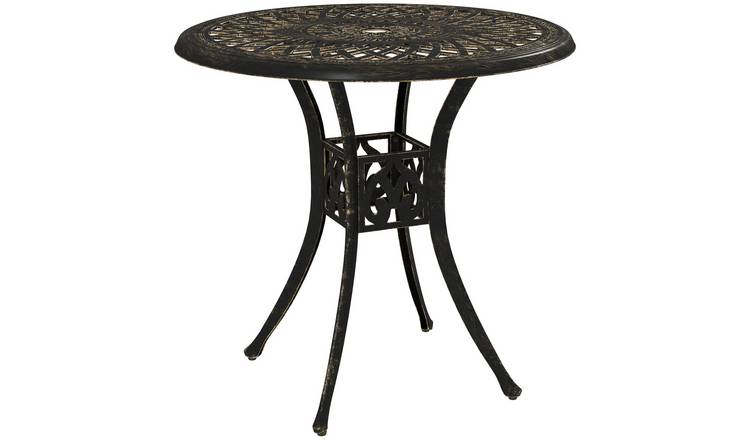 Outsunny Round Cast Aluminium Parasol Hole Garden Dining Table - Bronze