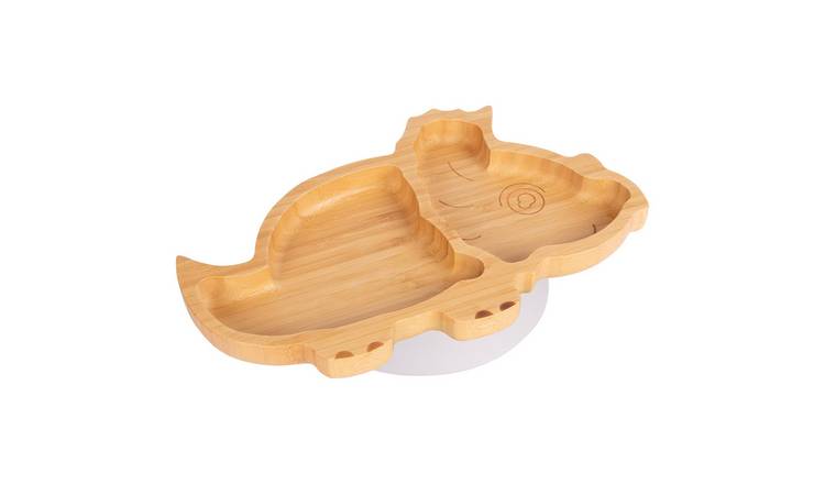 Tiny Dining Children's Bamboo Suction Dinosaur Plate - White
