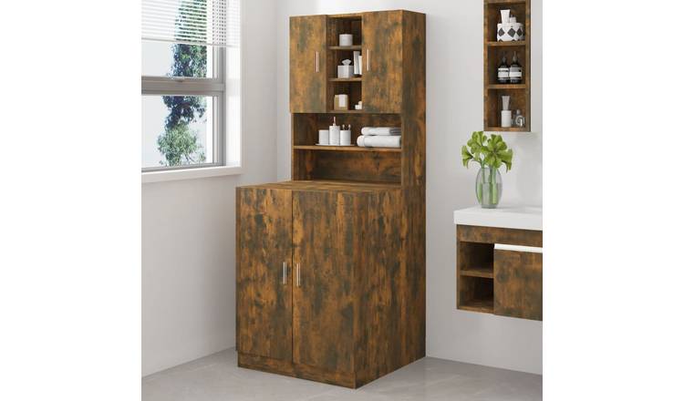 Walplus Engineered Wood Washing Machine Cabinet Smoked Engineered - Smoked Oak