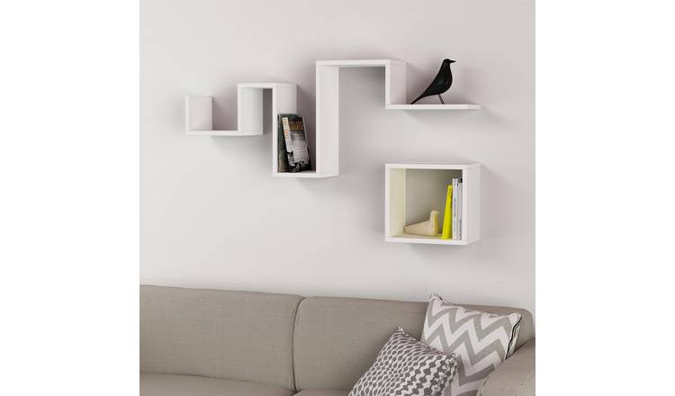 Decortie Follow Particleboard Floating Wall Shelf - White