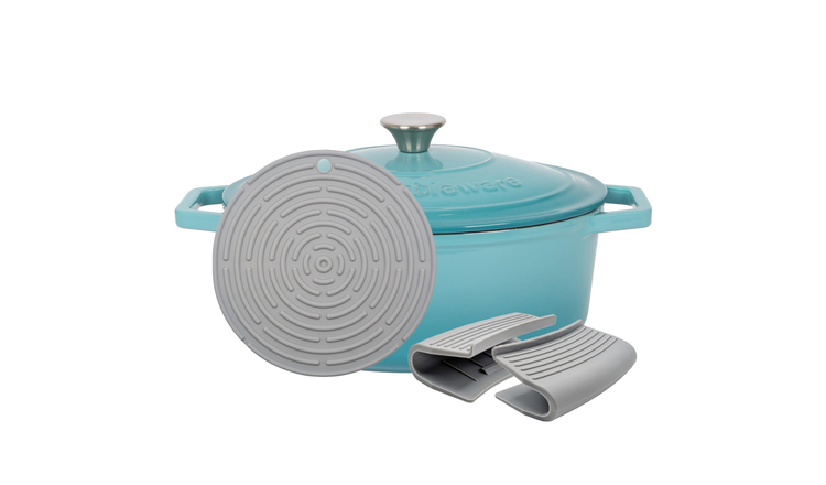 Argon Tableware Oval Cast Iron Casserole Dish - Teal Ombre