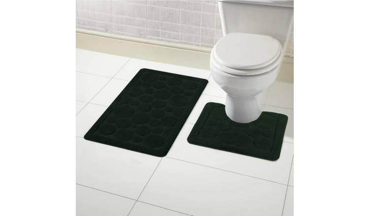 New Edge Blinds Cali Bath Mat & Pedestal Set - Emerald Green