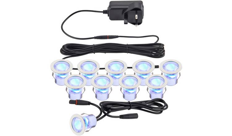 Loops Direct Stainless Steel and Polycarbonate Decking Guide Light Kit - Blue