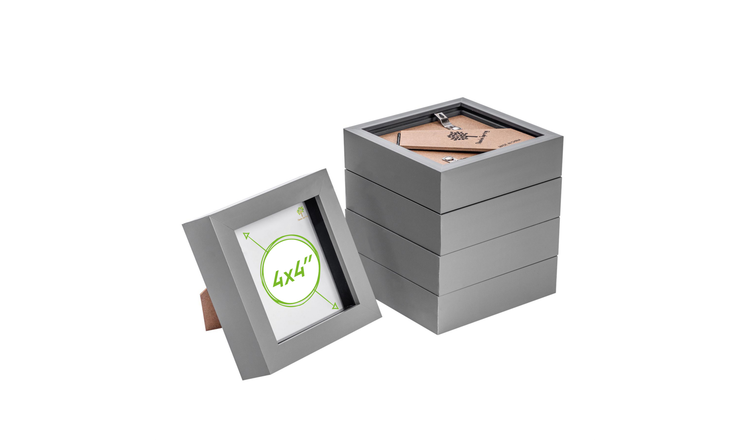 Nicola Spring 3D Box Photo Frames - 4 x 4" - Set of 5 - Grey