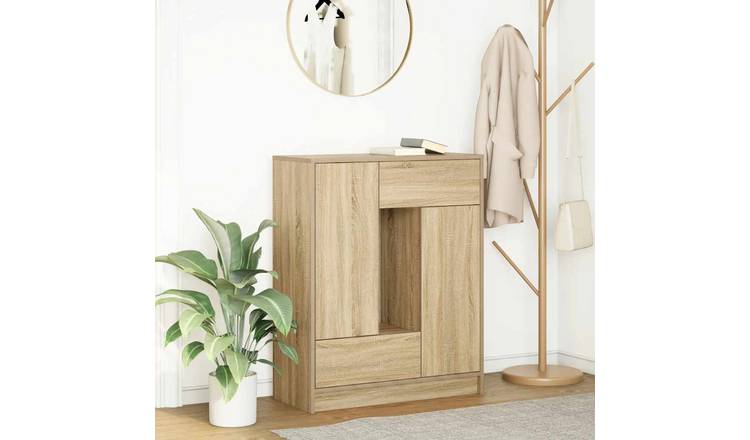 Walplus Engineered Wood Drawer Sideboard - Sonoma Oak - 73 x 31 x 90 cm