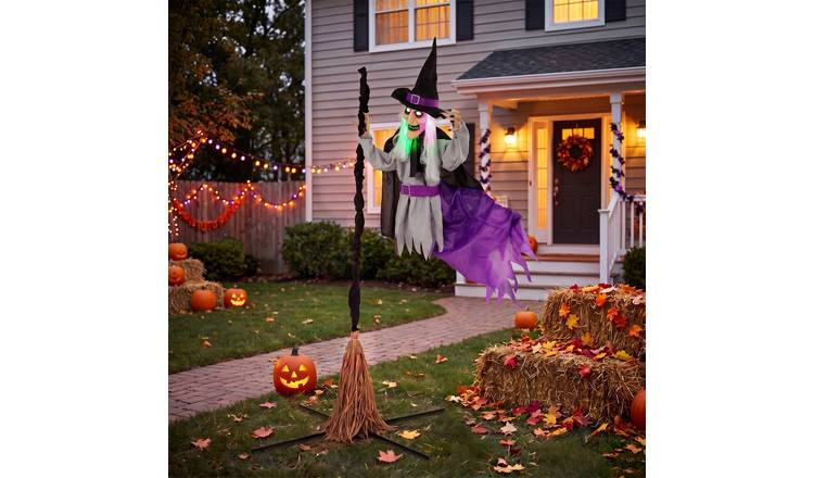 HOMCOM 6.6ft Animated Halloween Flying Witch Decoration