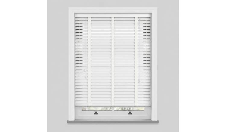 New Edge Blinds Ultra White Faux Wood Tape Venetian Blind - 230cm x 120cm