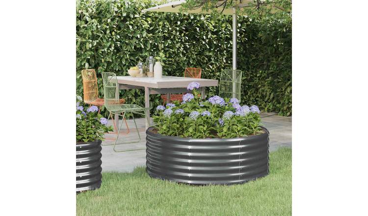 Walplus Galvanised Steel Raised Garden Bed - Anthracite - 100 x 100 x 36 cm