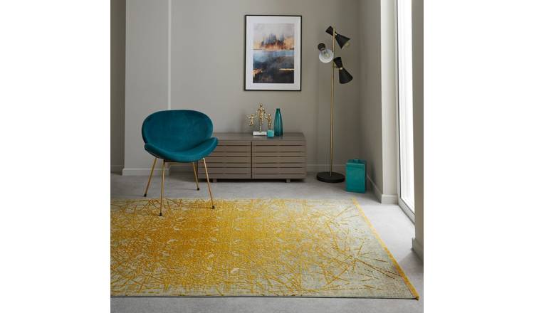 Mega Flooring Yellow Traditional Abstract Rug - 120 x 180cm