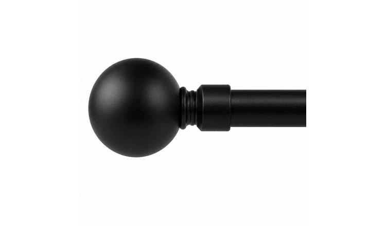 New Edge Blinds 16-19mm Black Ball Eyelet Curtain Pole - 160cm - 300cm