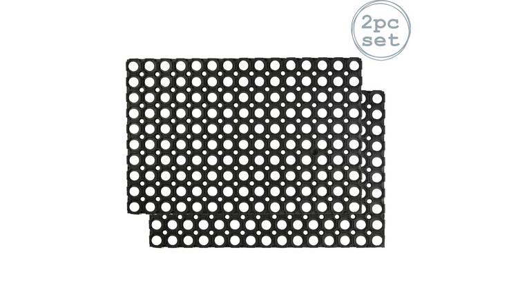 Nicola Spring Heavy Duty Rubber Door Mats - Black - Pack of 2