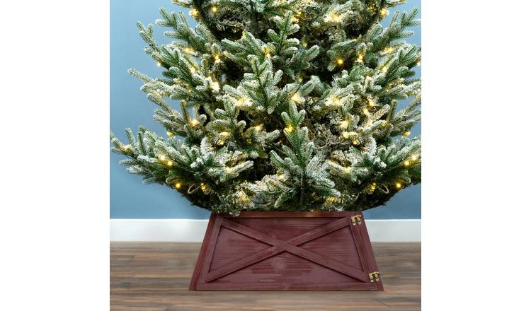 Christmas Tree World 60cm Wooden Christmas Tree Skirt - Red