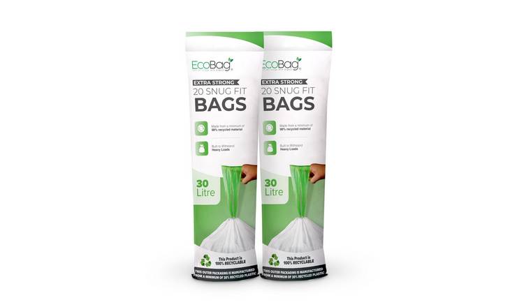 EcoBag White 30L Drawstring Kitchen Bin Liners - Pack of 40