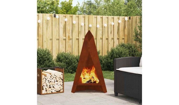 Walplus Steel Fire Pit Weathering - Brown - 58 x 40 x 100 cm