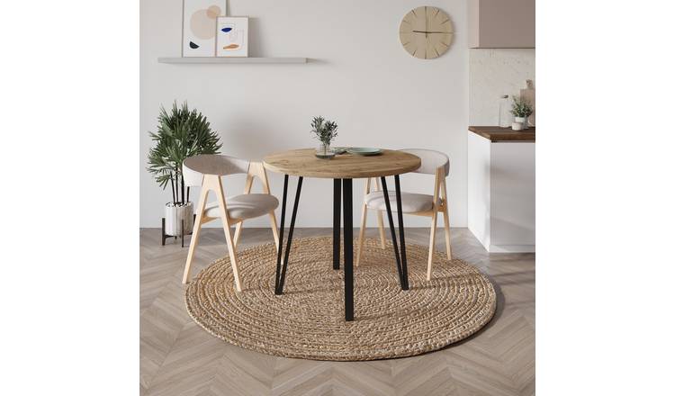 Decortie Xana Wood-Effect Particleboard Round Dining Table - Natural Wood