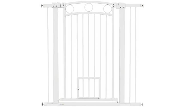 PawHut Pressure Fit Cat Door Dog Safety Gate - 76-104cm x 106cm - White