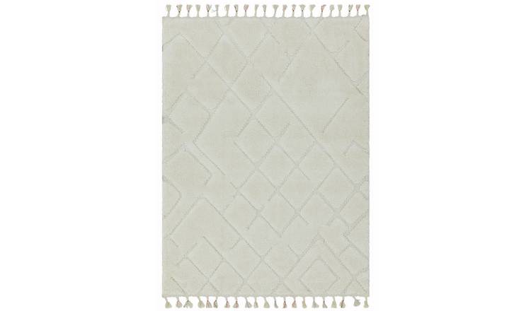 Mega Flooring White Kilim Chequered Rug - 120 x 170cm