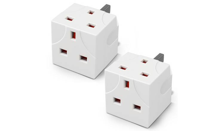 Desiretech 13A Fused 2 Way UK Plug Adaptors - 2 Pack - White