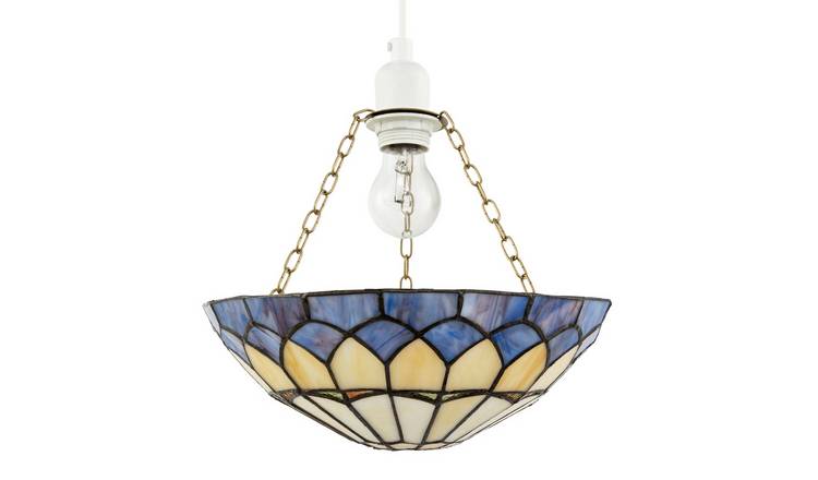 Happy Homewares Lavender Purple Stained Glass Domed Pendant Shade - 30cm