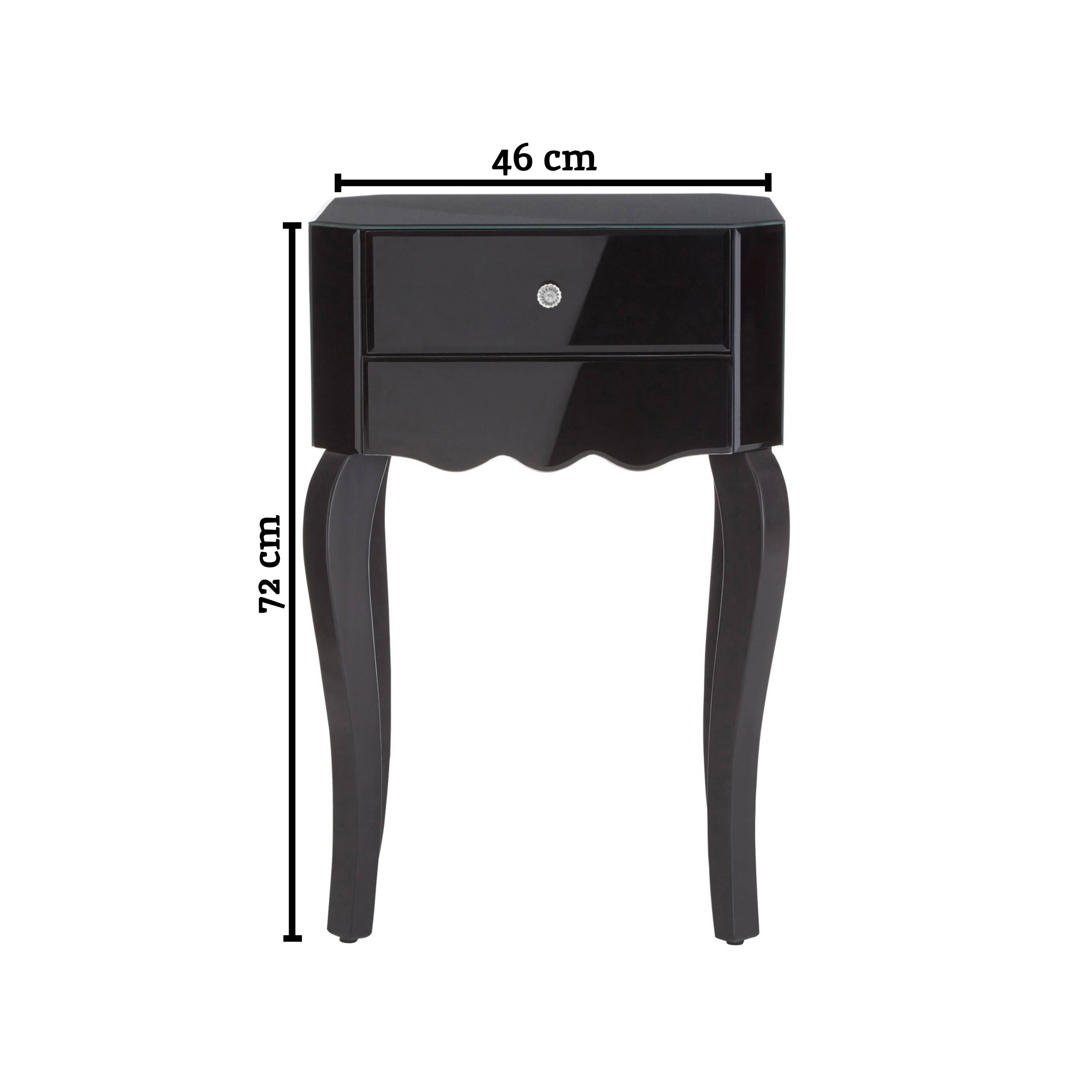 Orsina Mirrored 1 Drawer Side Table - Black - Image 4