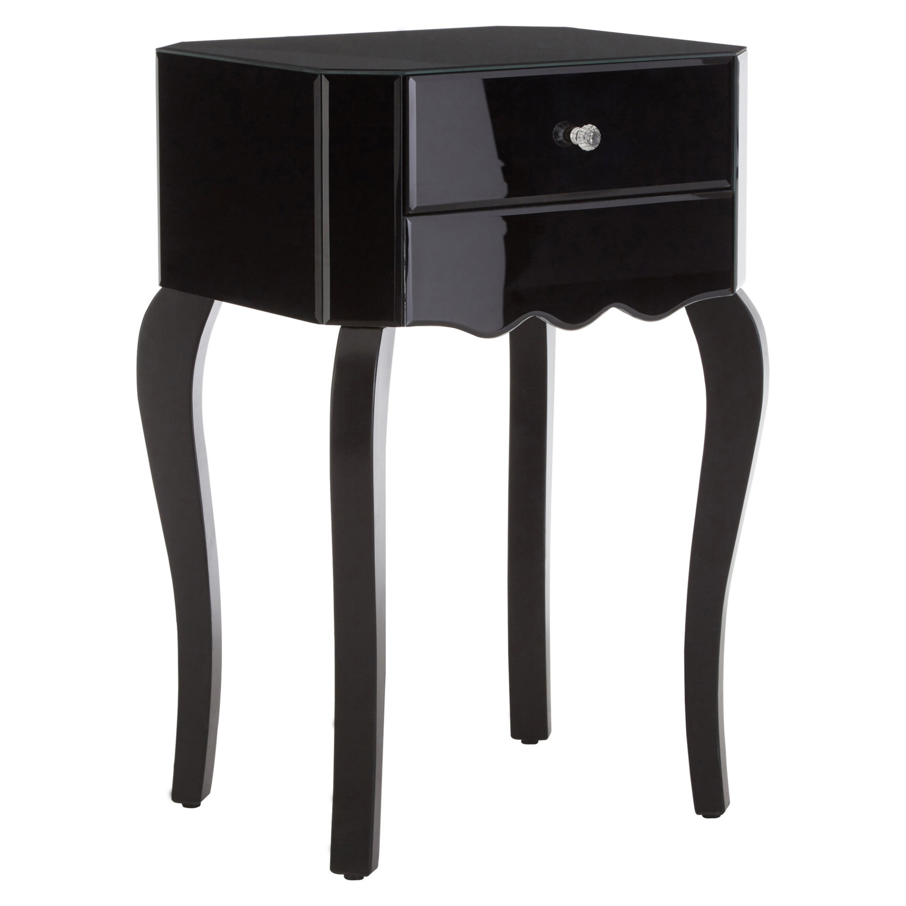 Orsina Mirrored 1 Drawer Side Table - Black - Image 2