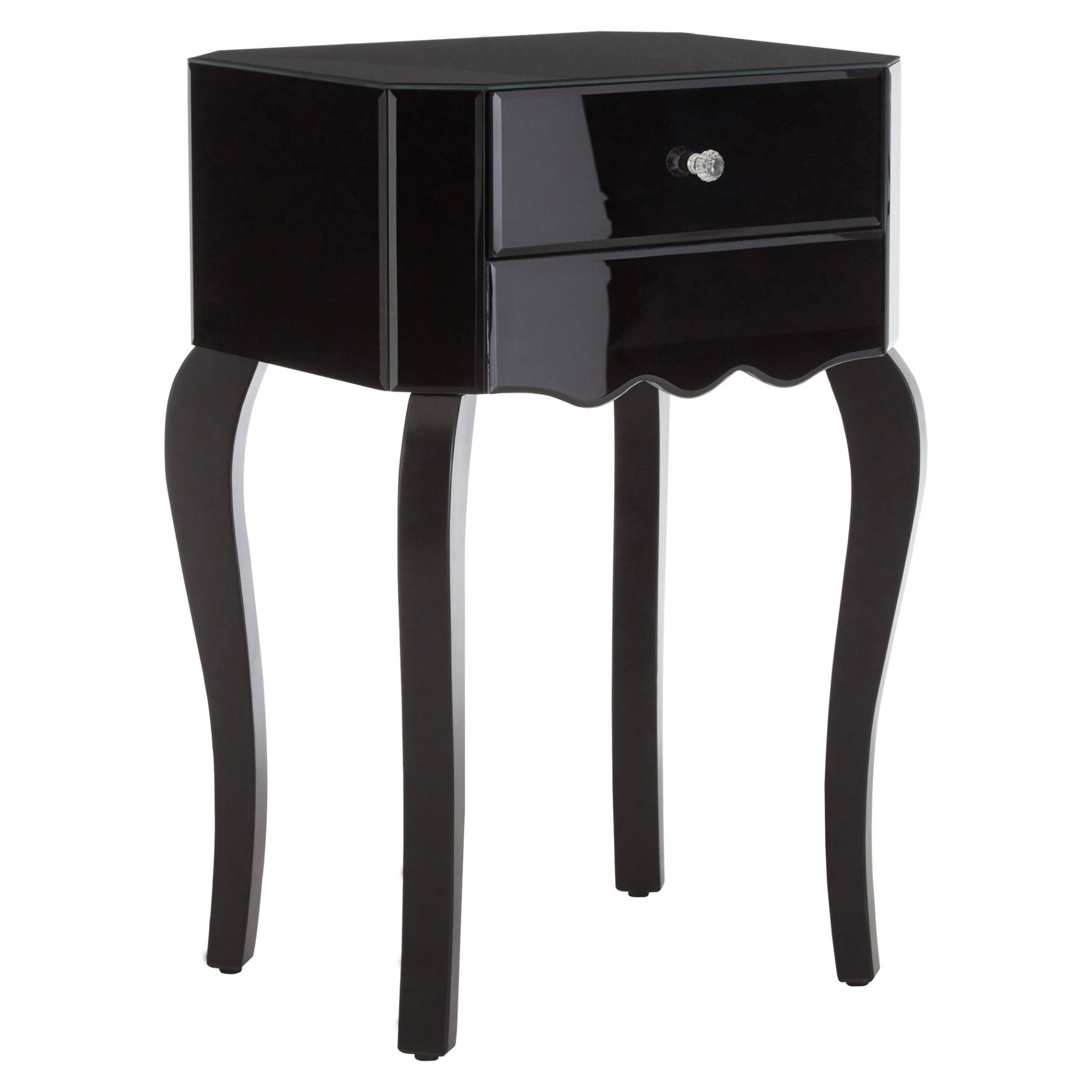 Orsina Mirrored 1 Drawer Side Table - Black - Image 2