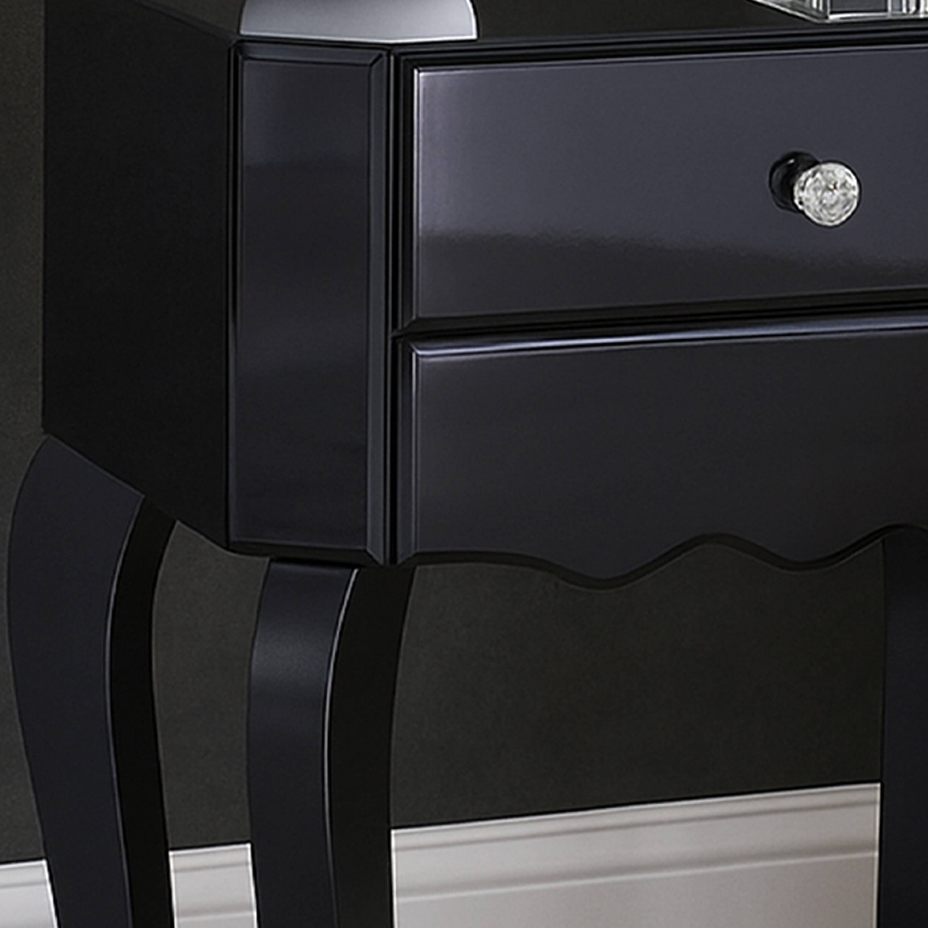 Orsina Mirrored 1 Drawer Side Table - Black - Image 3