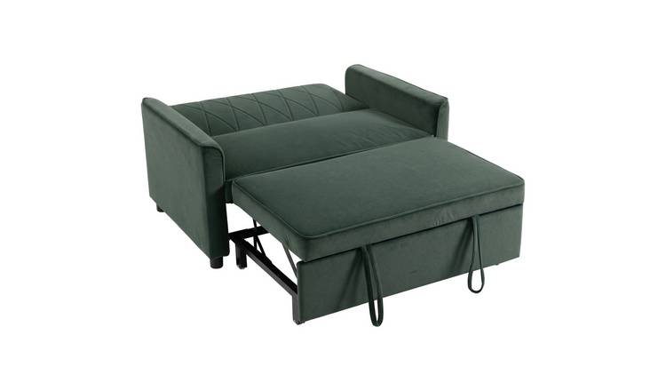 HOMCOM 3 in 1 Velvet Convertible Pull Out Sleeper Sofa - Dark Green