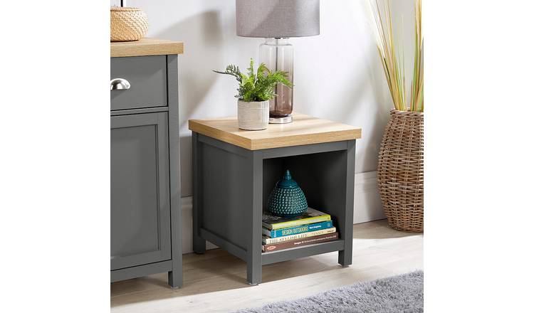 Home Source Avon Lamp Table with Storage Shelf - Graphite