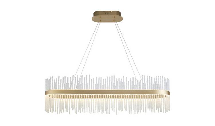 Loops Direct Steel and Glass Hanging Ceiling Pendant Light - Brushed Gold