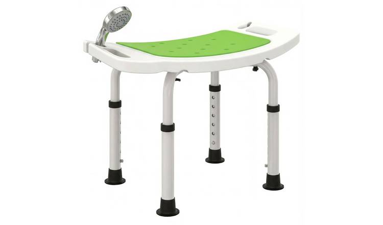 HOMCOM Aluminium Shower Chair with Adjustable Height and Non-Slip Feet - Green