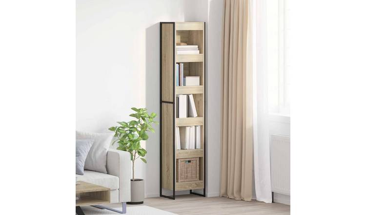 Walplus Engineered Wood Book Cabinet - Light Oak - 40 x 30 x 189.5 cm