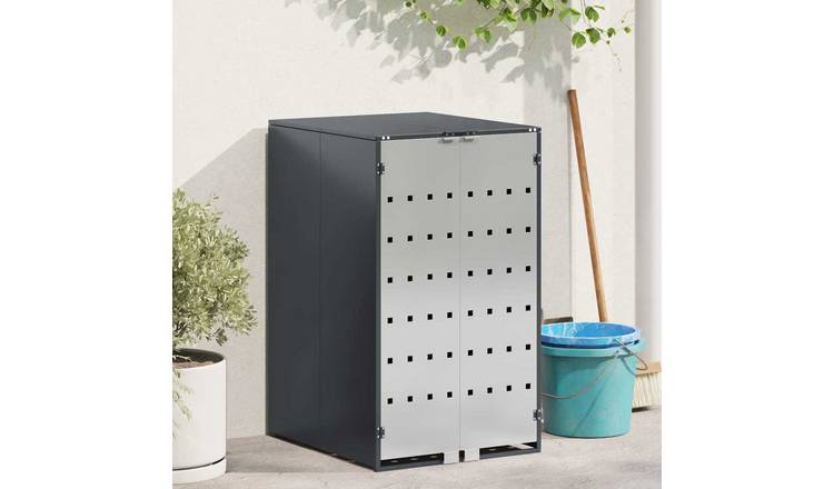 Walplus 240 L Steel Wheelie Bin Store - Anthracite - 68 x 77.5 x 115.5 cm
