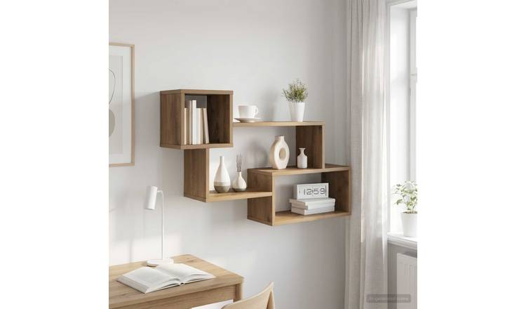 Walplus Engineered Wood Floating Wall Shelf - Oak - 87 x 20 x 55 cm