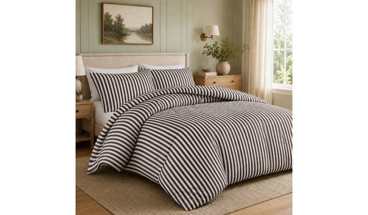 New Edge Blinds Malham Stripe Chocolate Duvet Set - King