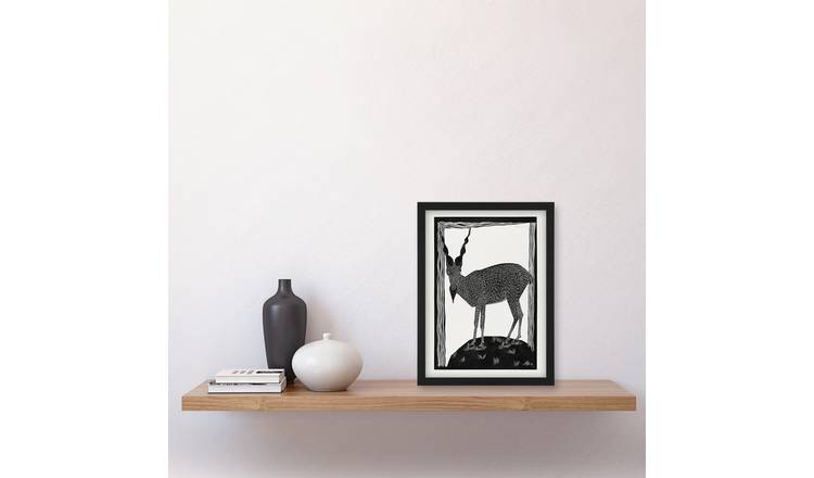 Samuel J De Mesquita Stylised Markhor Goat Framed Art Print - A4